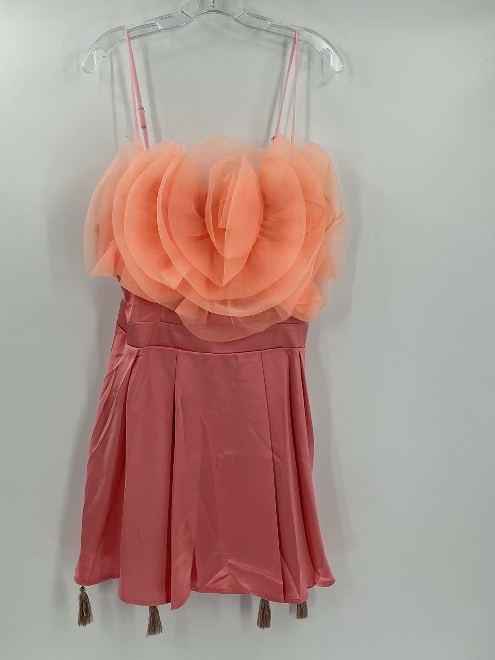 Peach & Coral Ruffle Bust Mini Dress - Picture 6 of 8